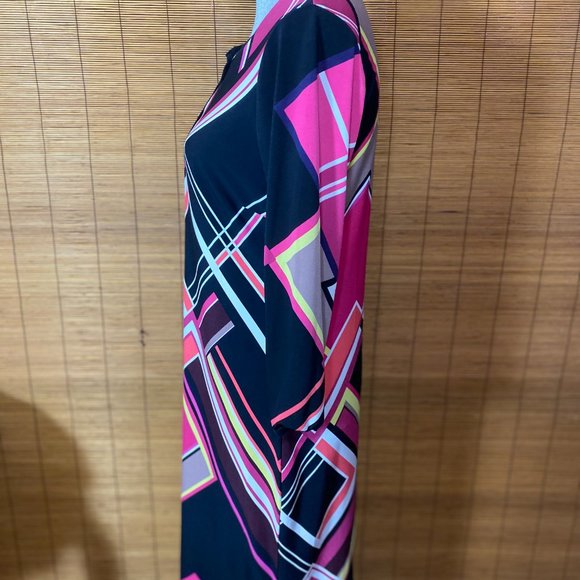 Cache Colorful Geometric 3/4 Sleeve Dress Size Small - Picture 4 of 6